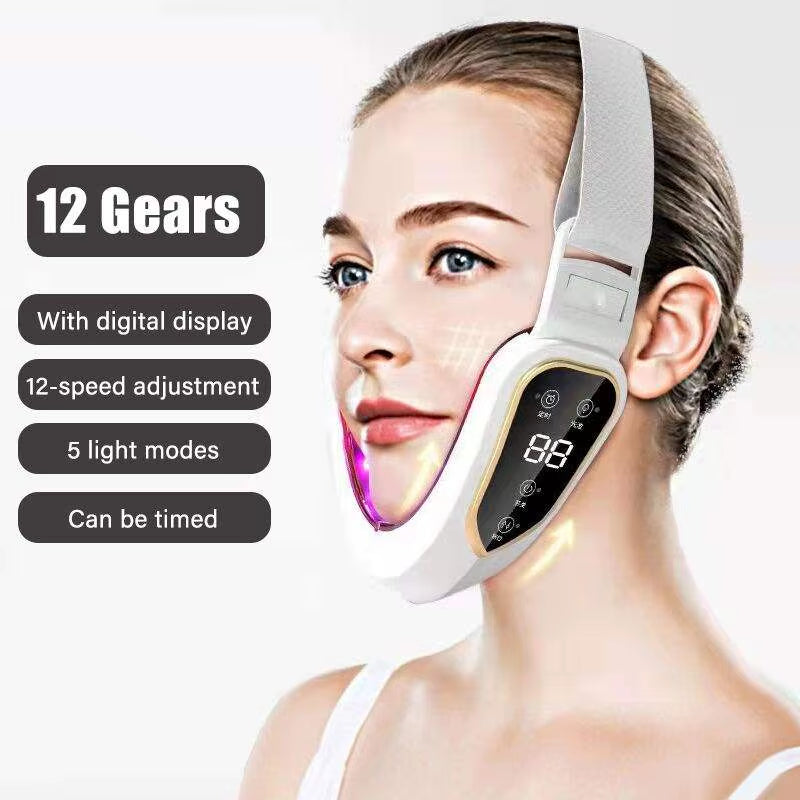 Face Lifting Device LED Photon Therapy Vibration Facial Massager Face Slimming Double Chin Removal V Line Lift Belt Skin Care