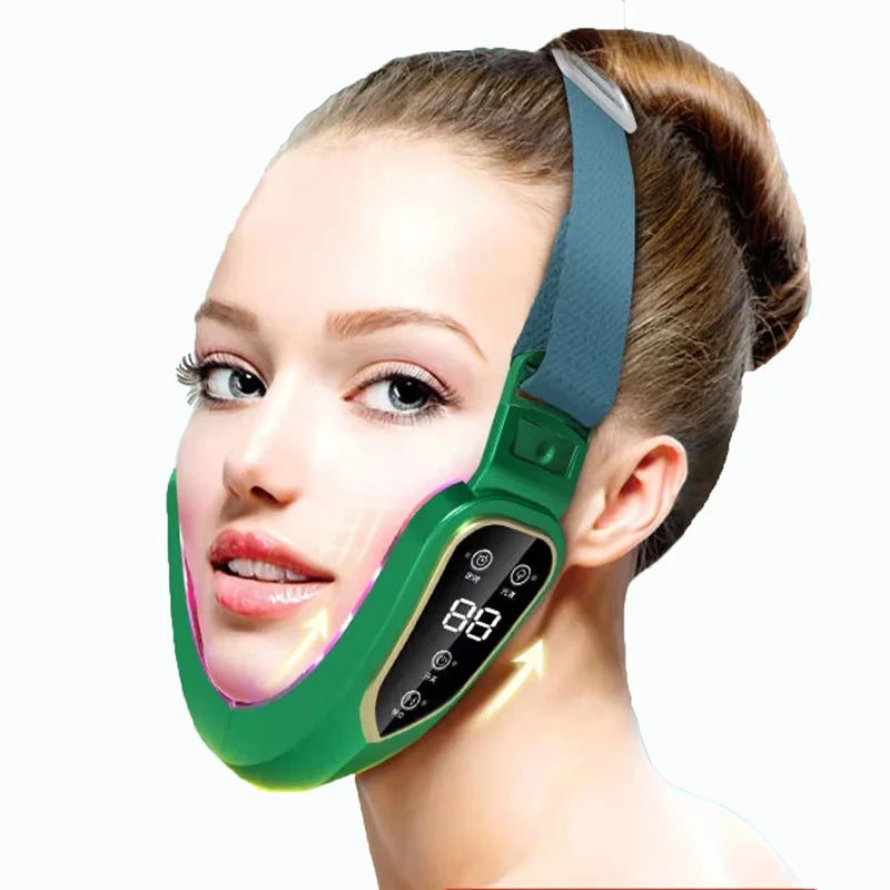 Face Lifting Device LED Photon Therapy Vibration Facial Massager Face Slimming Double Chin Removal V Line Lift Belt Skin Care