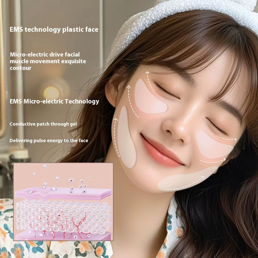 EMS Facial Massager with Low-Frequency Pulse - Rechargeable V-Shape Firming & Contouring Device for Eye Care and Face Lifting