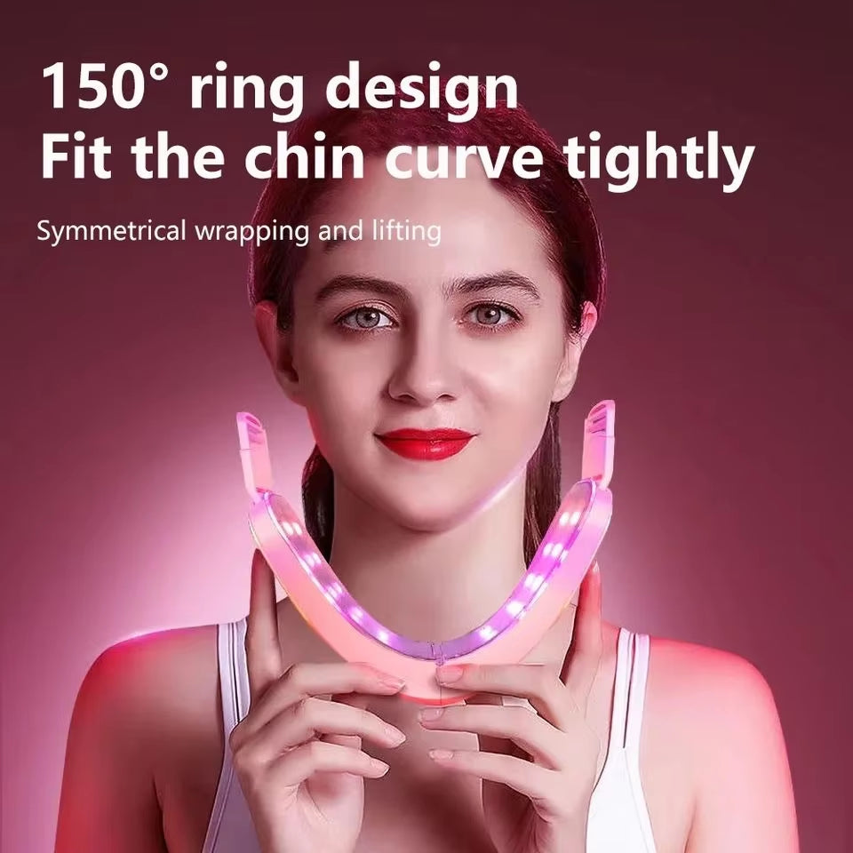 Face Lifting Device LED Photon Therapy Vibration Facial Massager Face Slimming Double Chin Removal V Line Lift Belt Skin Care