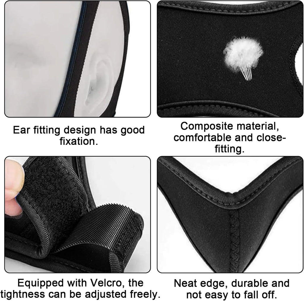 2 Stück Veralabs Airflow Jaw Strap Air Flow Jaw Strap Breathable Snoring Chin Strap Air Flow Jaw Strap for Sleep Apnea Adjustable Jaw Strap for Men and Women Mit Zwei Augenklappen(Schwarz)