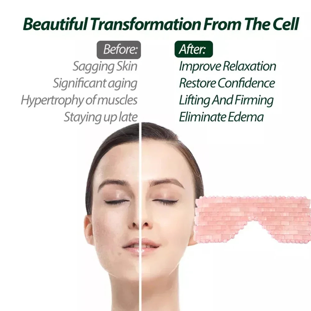 Natural Rose Quartz Eye Mask Massager Jade Relax Sleep Massage Tools Care Stone Face Cooling Sleep Mask