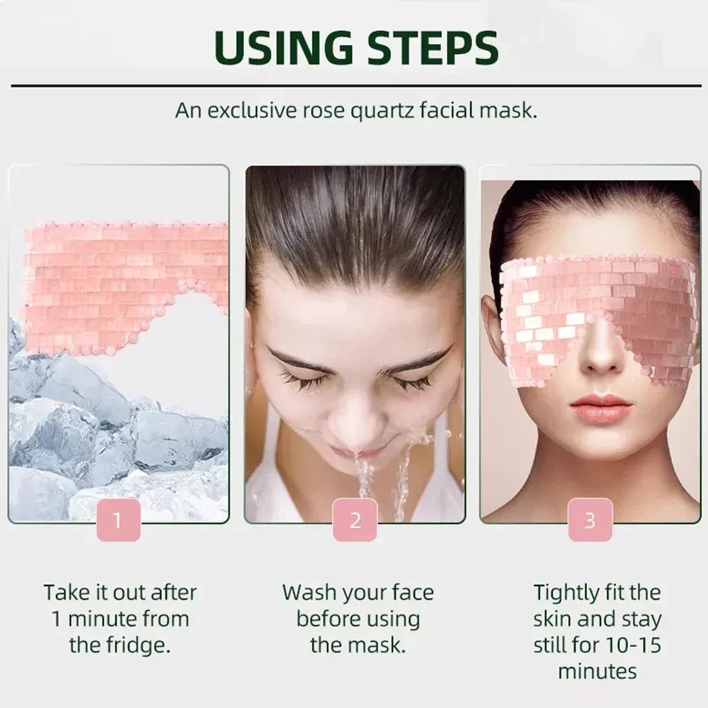 Natural Rose Quartz Eye Mask Massager Jade Relax Sleep Massage Tools Care Stone Face Cooling Sleep Mask